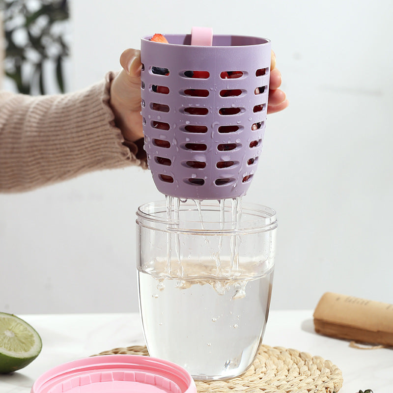 # Double-Layer Draining Portable Salad Cup