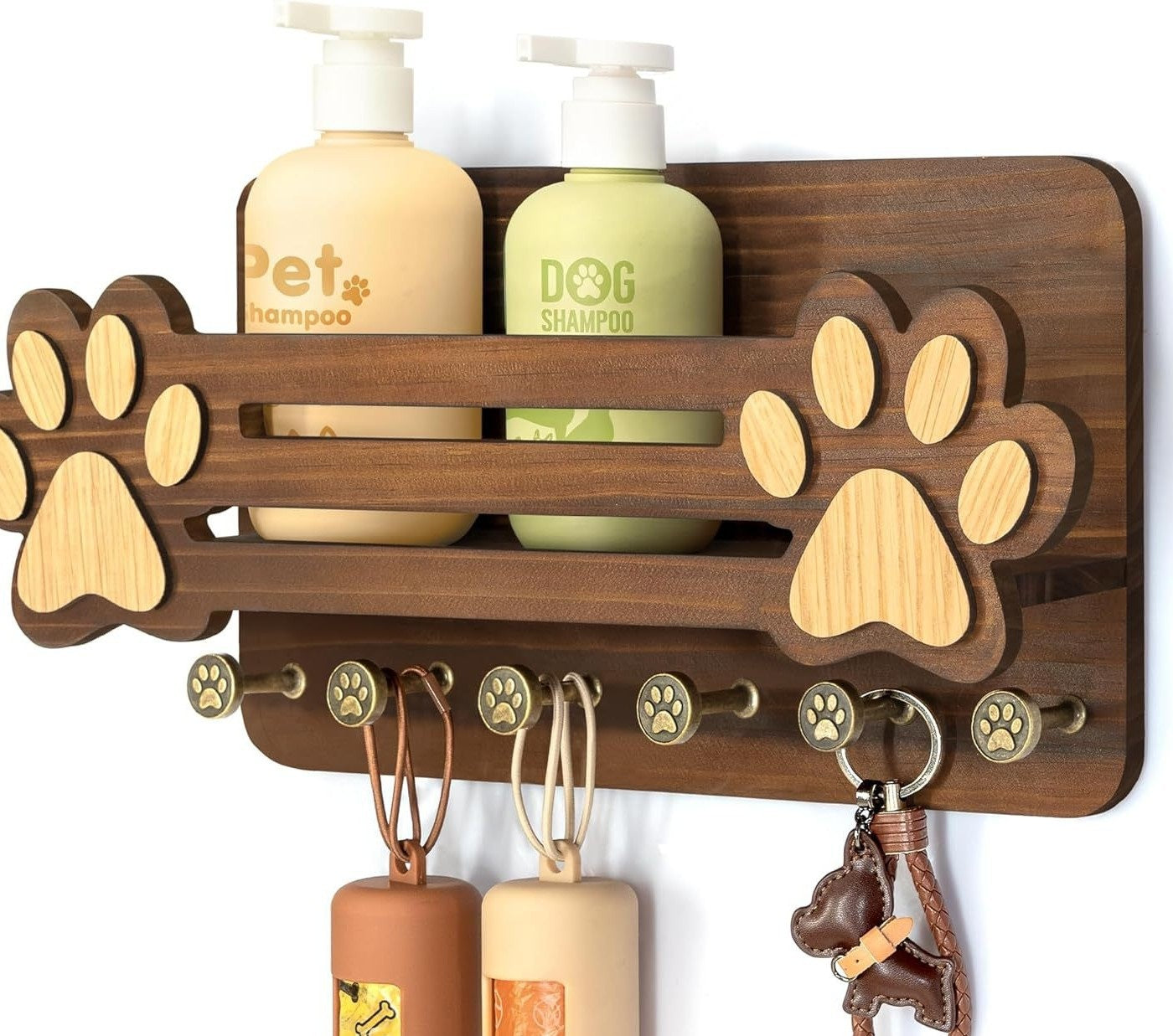 # Dog Paw Shaped Wooden Wall-Mounted Shelf