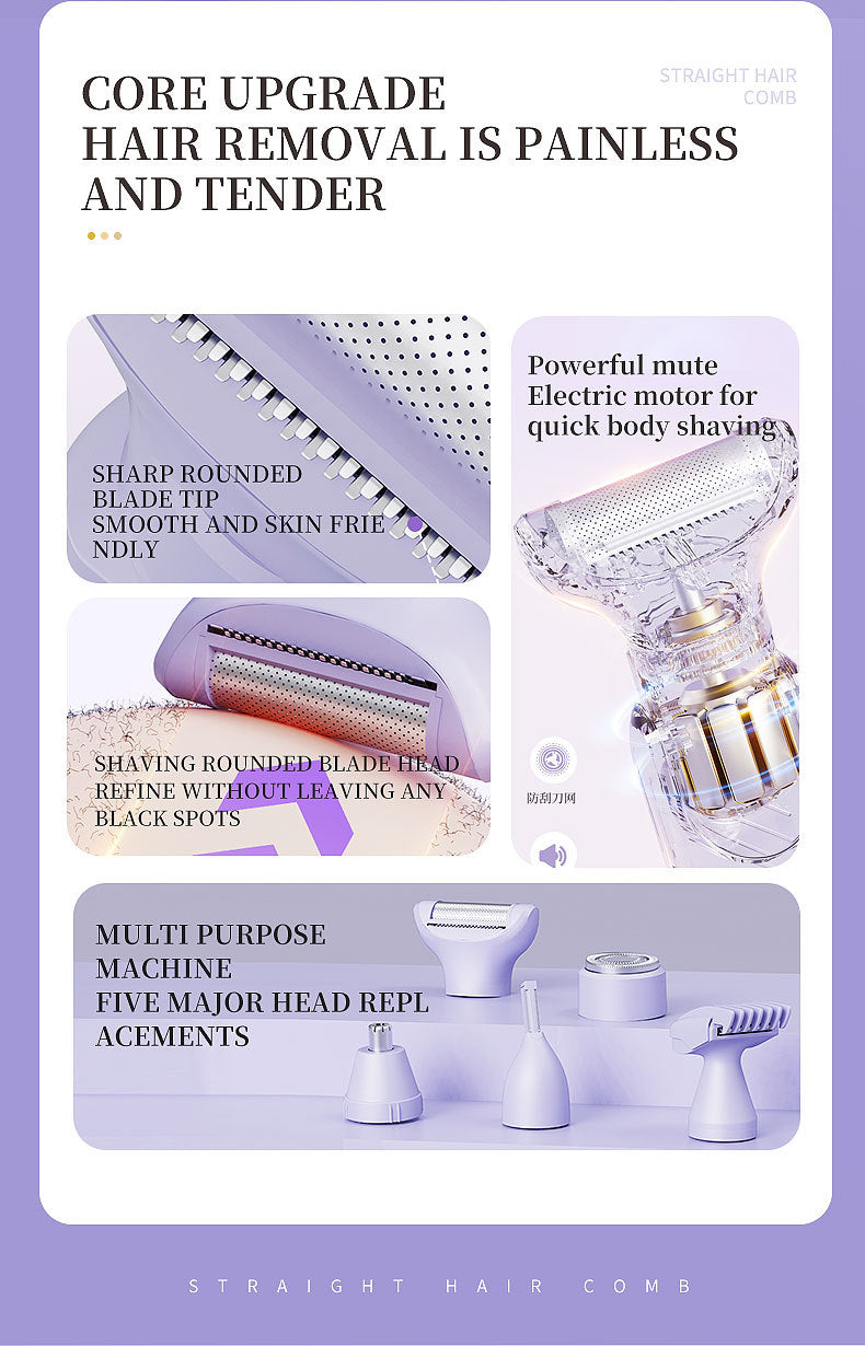 # Digital Display 5-in-1 Electric Hair Shaver for Women