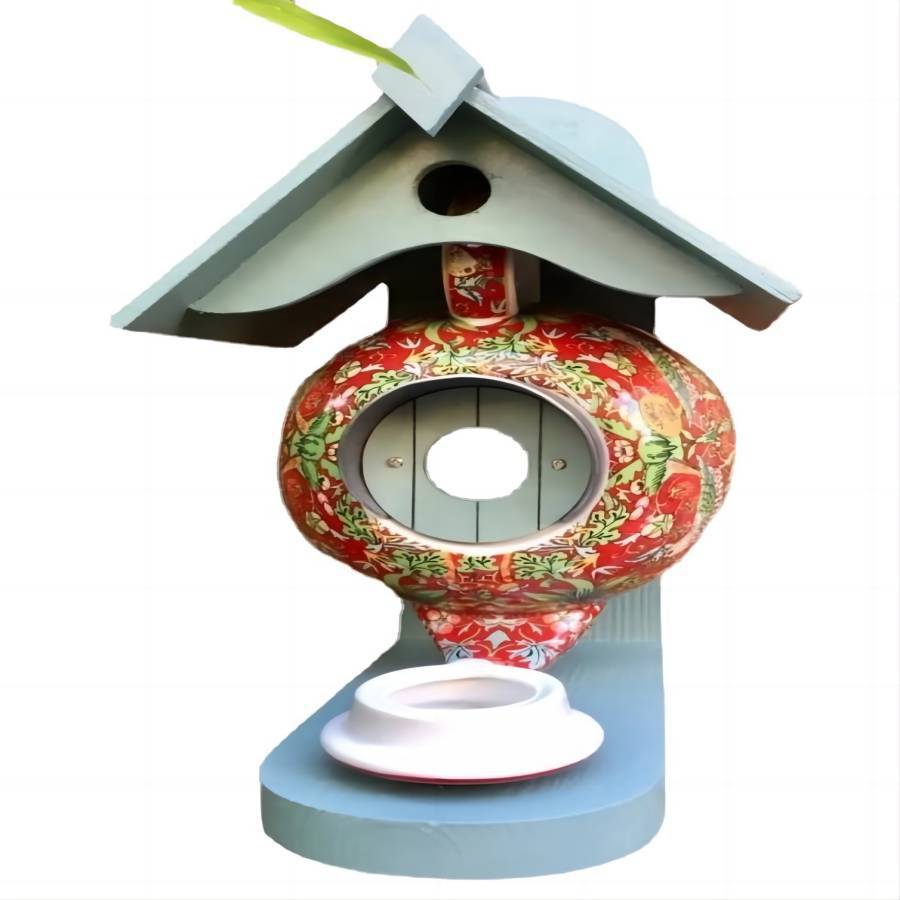 **Teacup Birdhouse and Feeder for Patio Decoration**