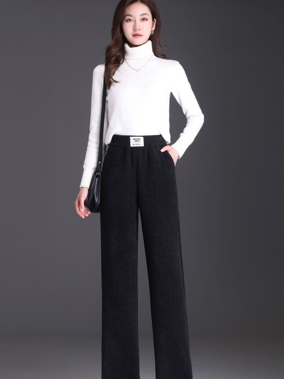 Plus Size Straight-Leg Wide-Leg Sweatpants with Lambswool Lining