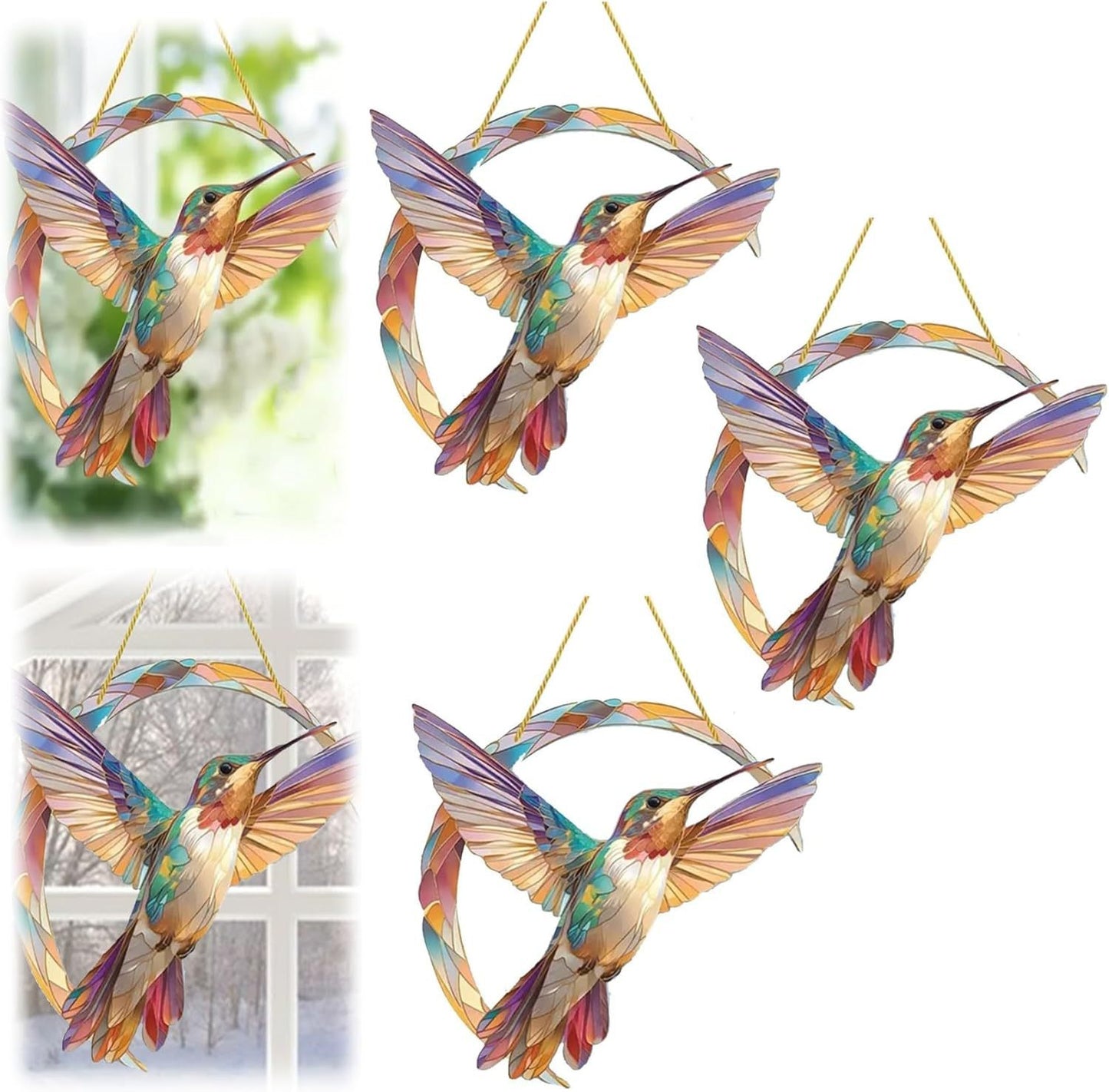 **Transparent Acrylic Hummingbird Wall Hanging Ornament**