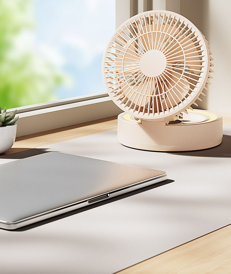 # Foldable Desktop Rechargeable Fan with Mirror