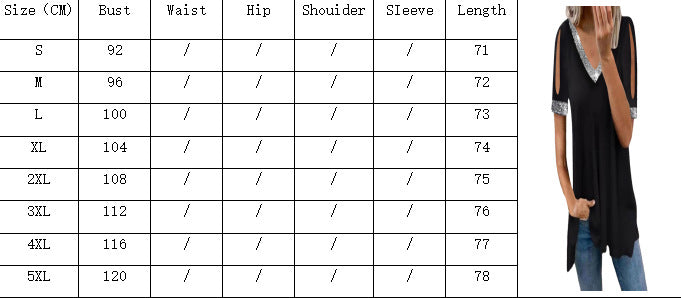 Off-Shoulder Solid Color Sequined Women's T-Shirt