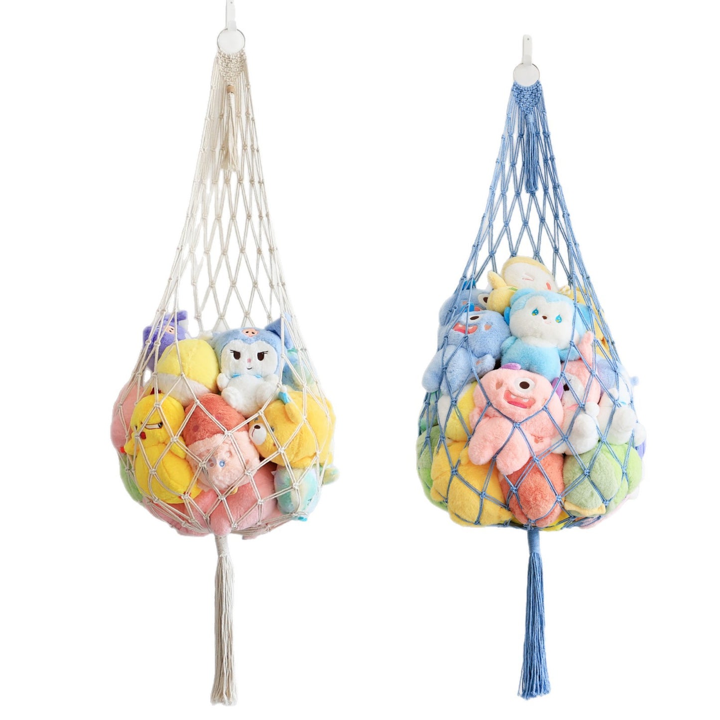 **Hanging Cotton Rope Woven Plush Toy Storage Bag**