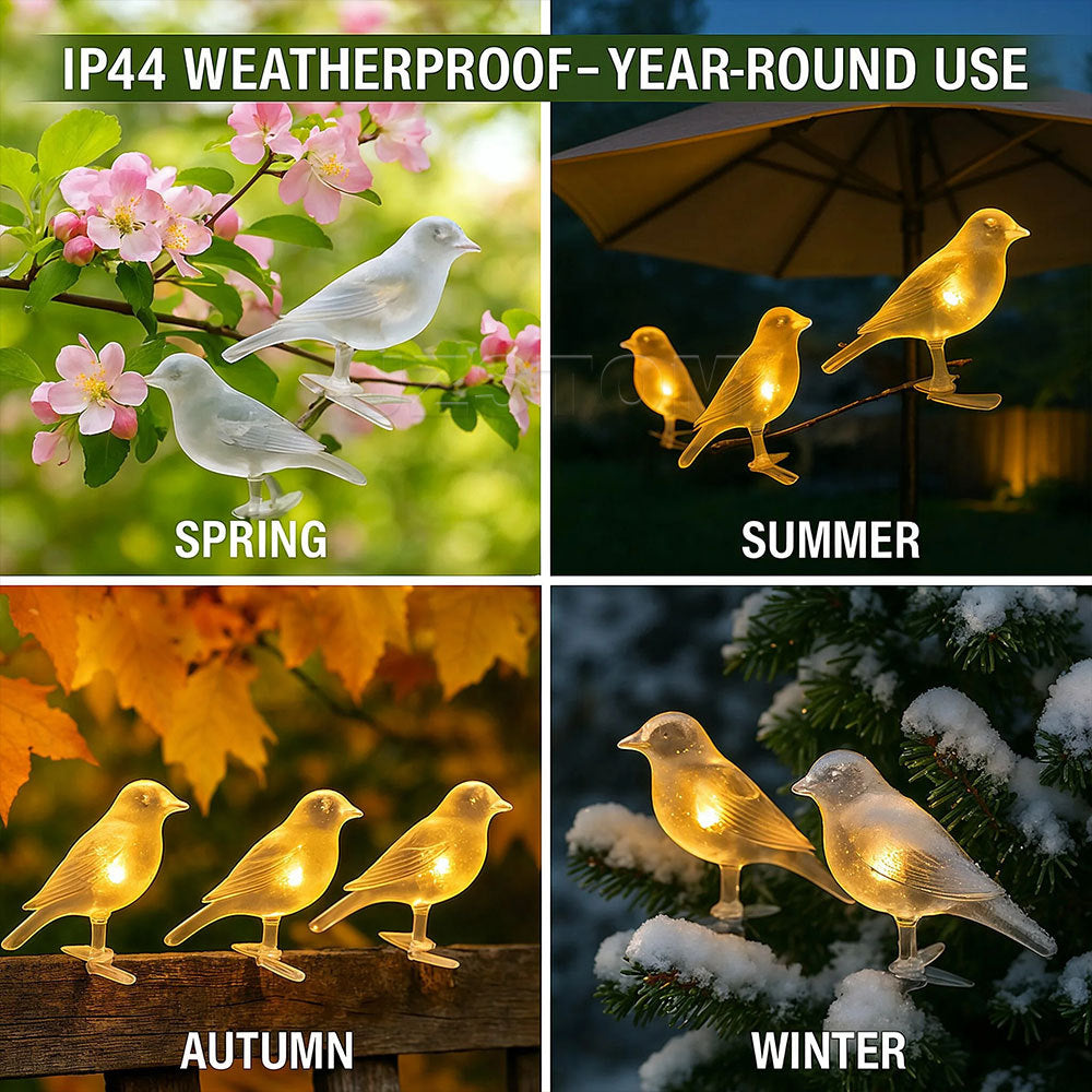 # Solar-Powered Outdoor Bird Decorative String Lights