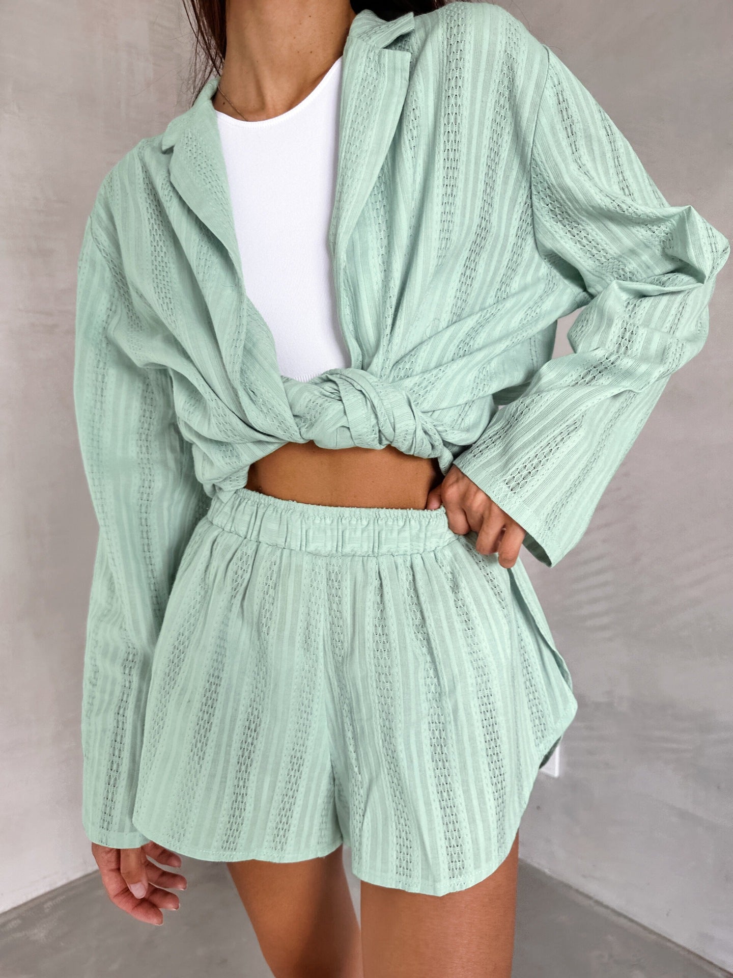 Jacquard long-sleeved two-piece pajamas