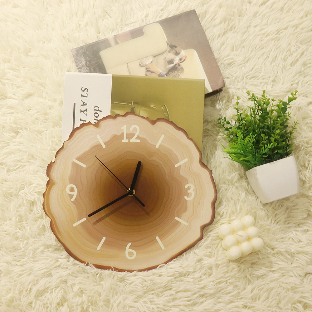 # Silent Quartz Wall Clock with Wood Grain Tree Grain Pattern