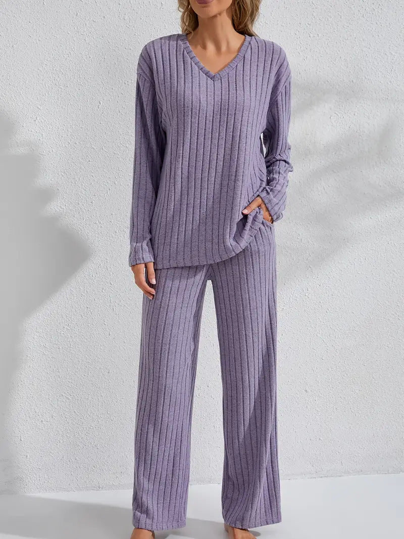 Women's Autumn/Winter Ribbed Home Wear Set