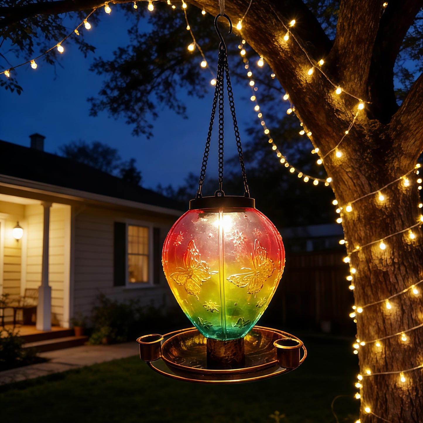 # Butterfly Solar-Powered Bird Feeder Lamp