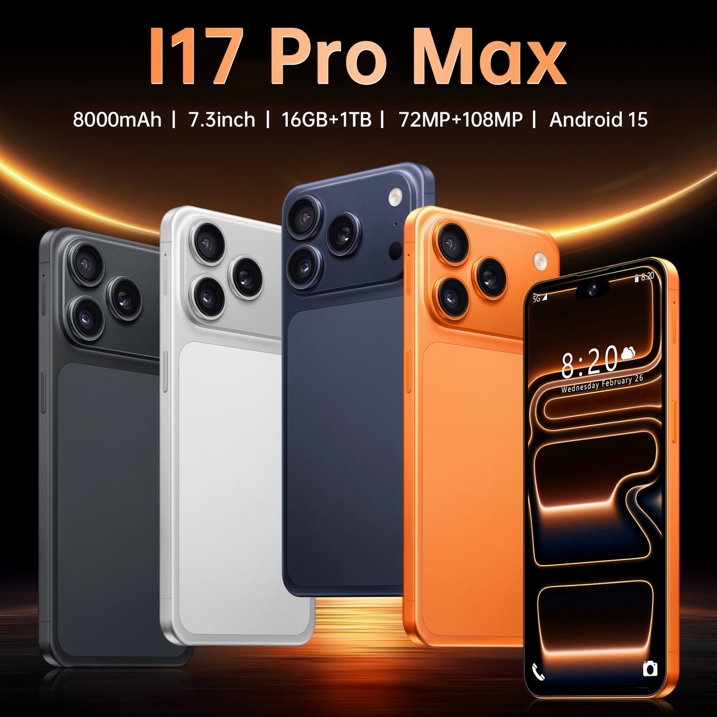 **I17 Pro Max 7.3-inch Dynamic Island 16+1TB Smart Android Phone**