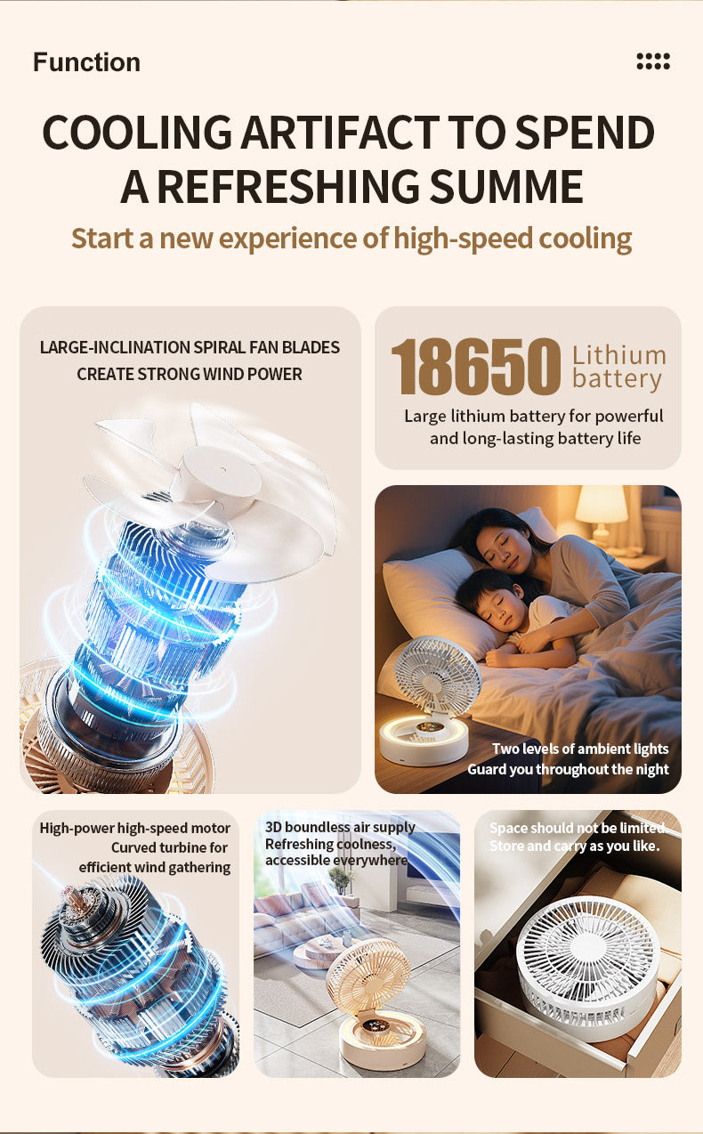# Foldable Desktop Rechargeable Fan with Mirror