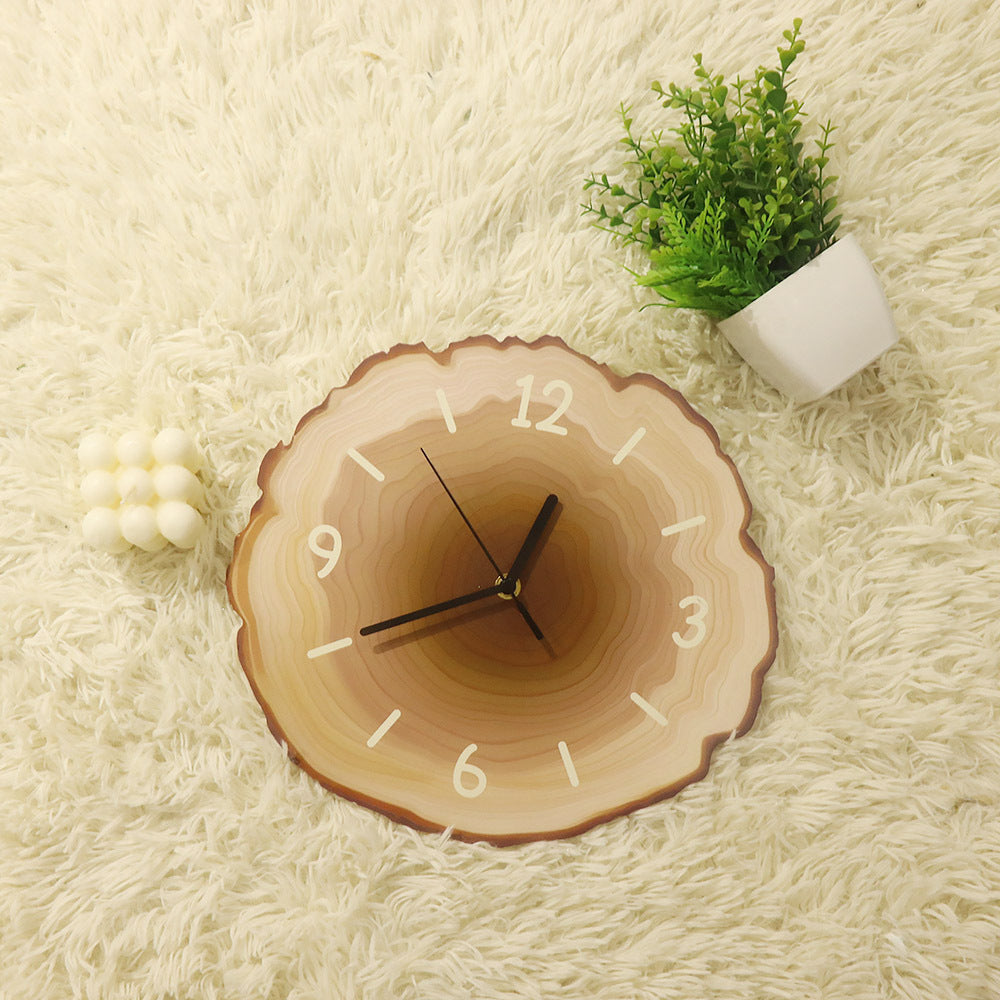 # Silent Quartz Wall Clock with Wood Grain Tree Grain Pattern