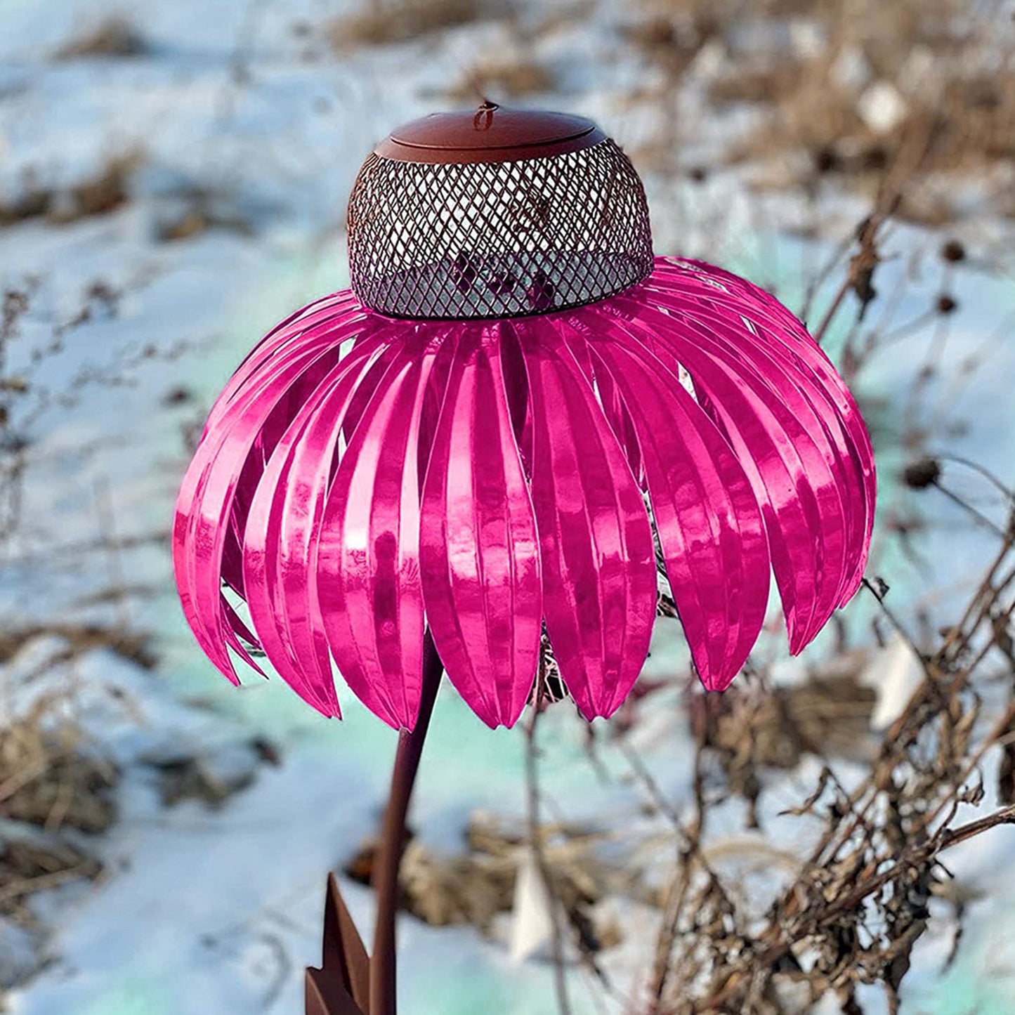 **(Metal Flower Bird Feeder)**