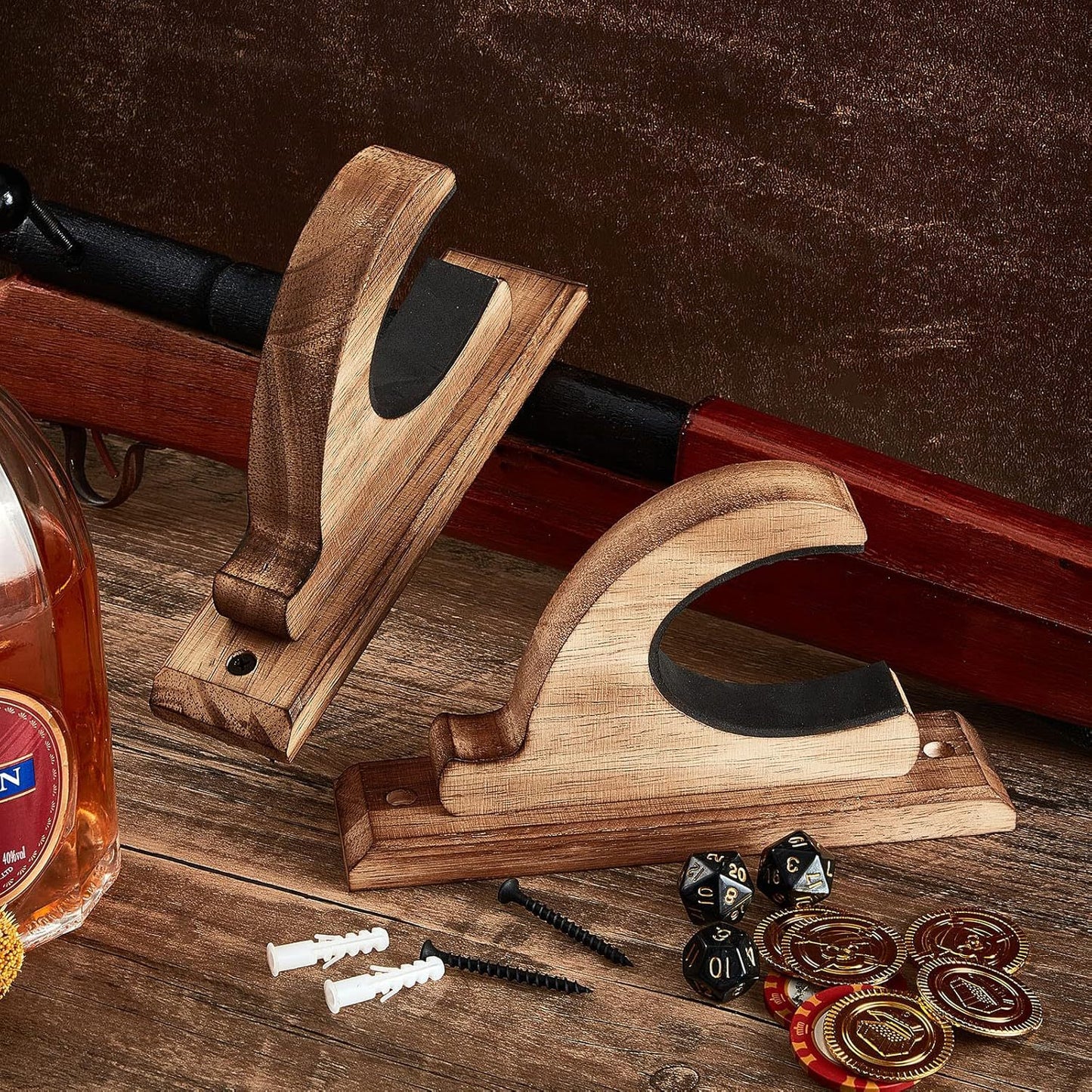 Solid Wood Wall-Mounted Gun Rack