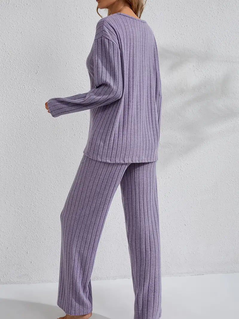 Women's Autumn/Winter Ribbed Home Wear Set