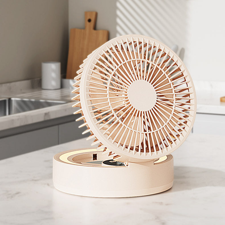 # Foldable Desktop Rechargeable Fan with Mirror