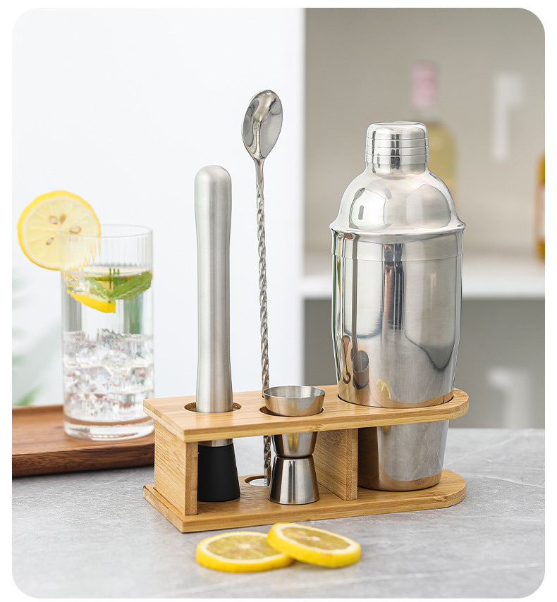 Stainless Steel Bamboo Shaker Set | 4-Piece Set
