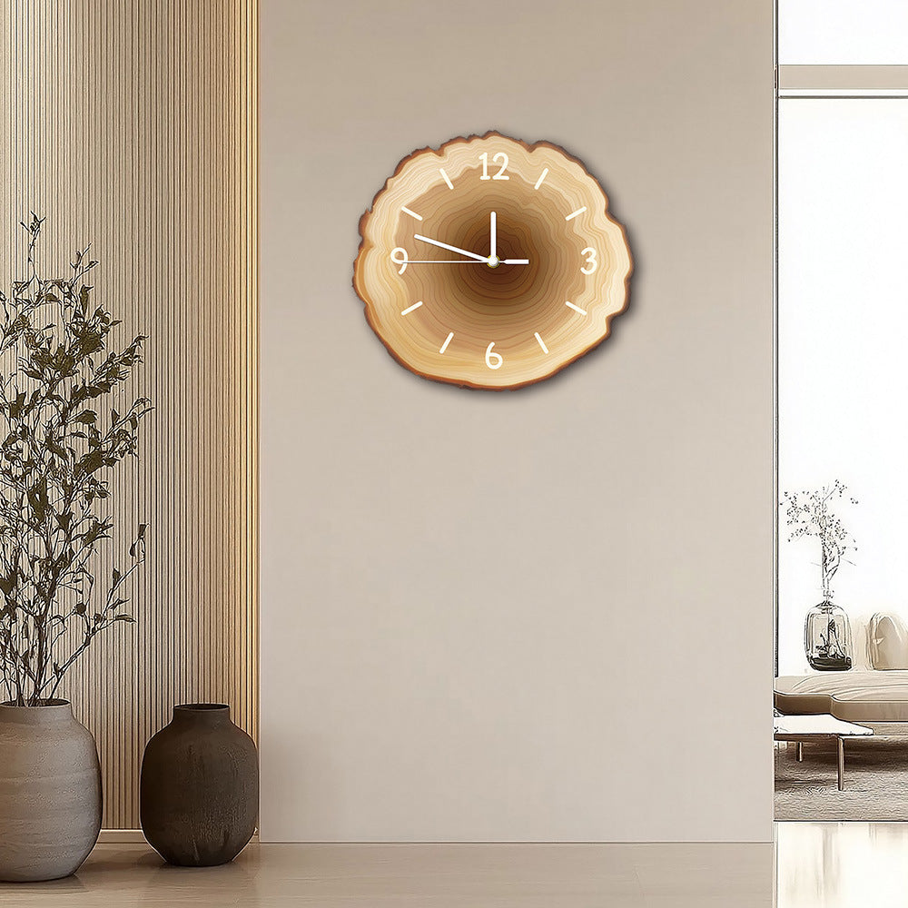 # Silent Quartz Wall Clock with Wood Grain Tree Grain Pattern