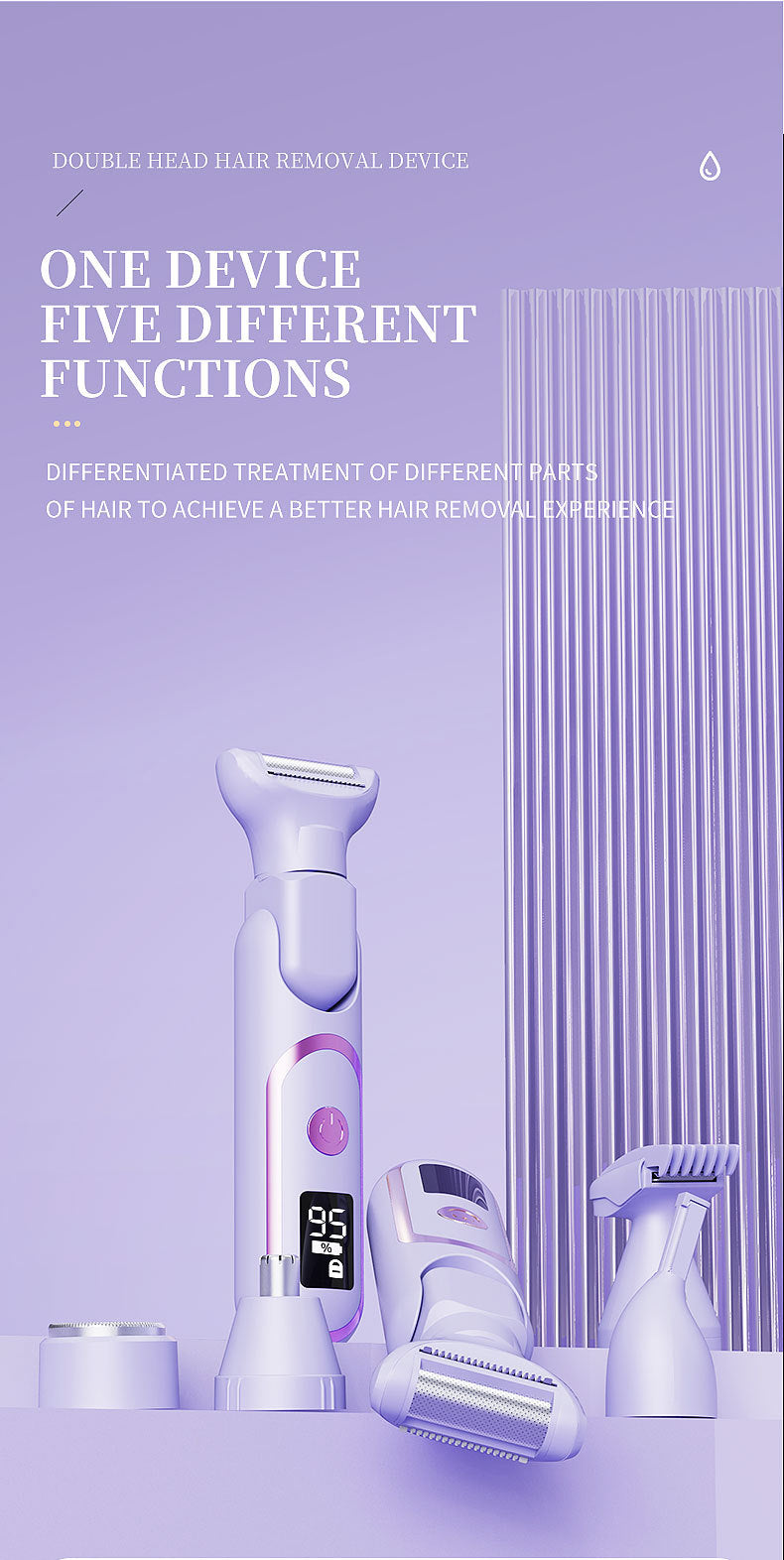 # Digital Display 5-in-1 Electric Hair Shaver for Women