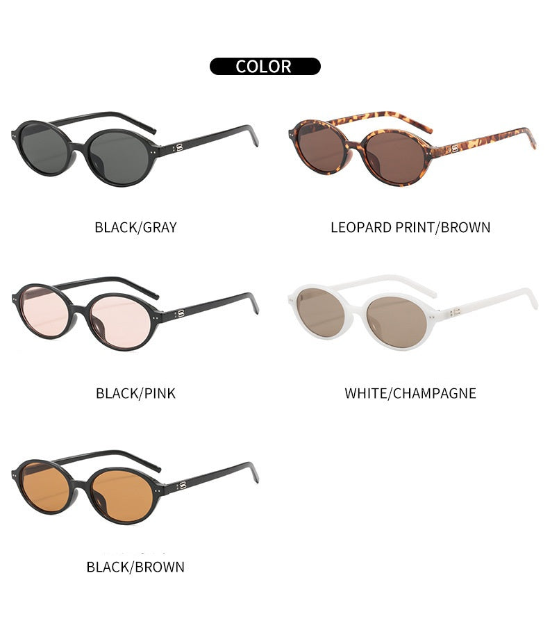 **Women's Brown Oval Frame Sunglasses with UV Protection**