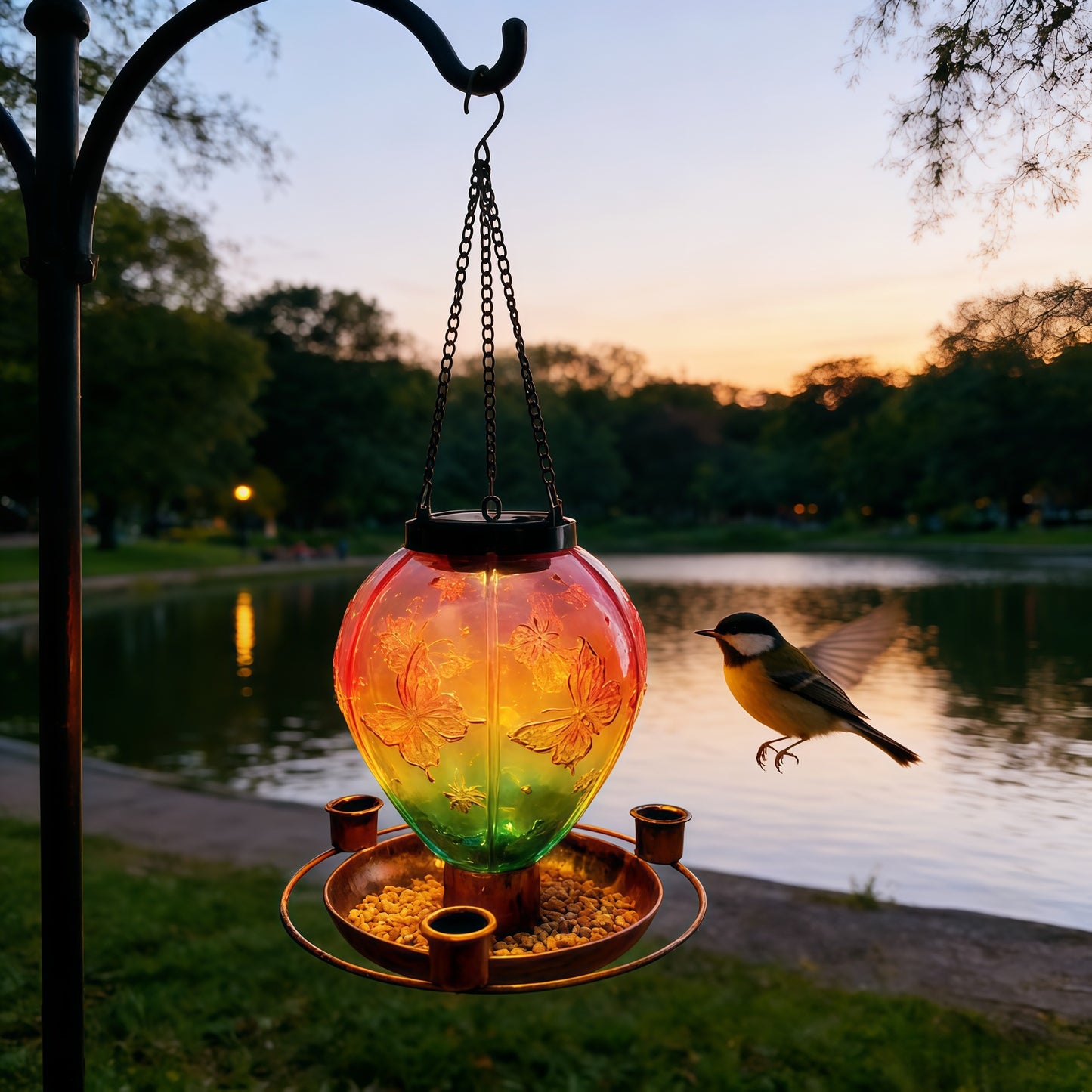 # Butterfly Solar-Powered Bird Feeder Lamp