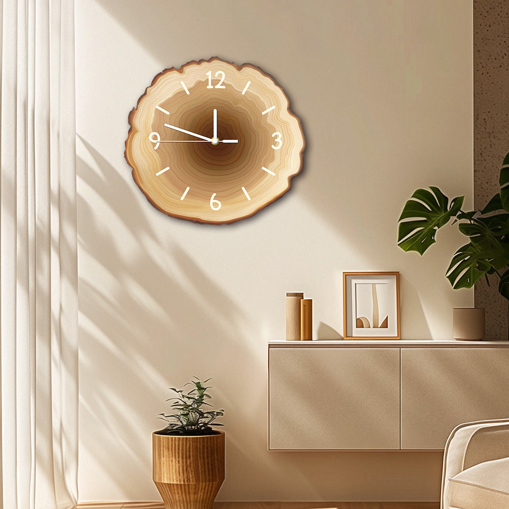 # Silent Quartz Wall Clock with Wood Grain Tree Grain Pattern