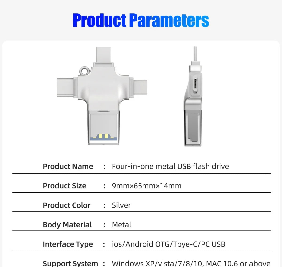 # 4-in-1 Multifunctional Metal Card Reader
