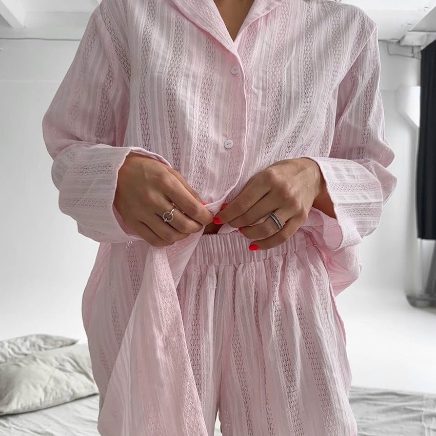 Jacquard long-sleeved two-piece pajamas