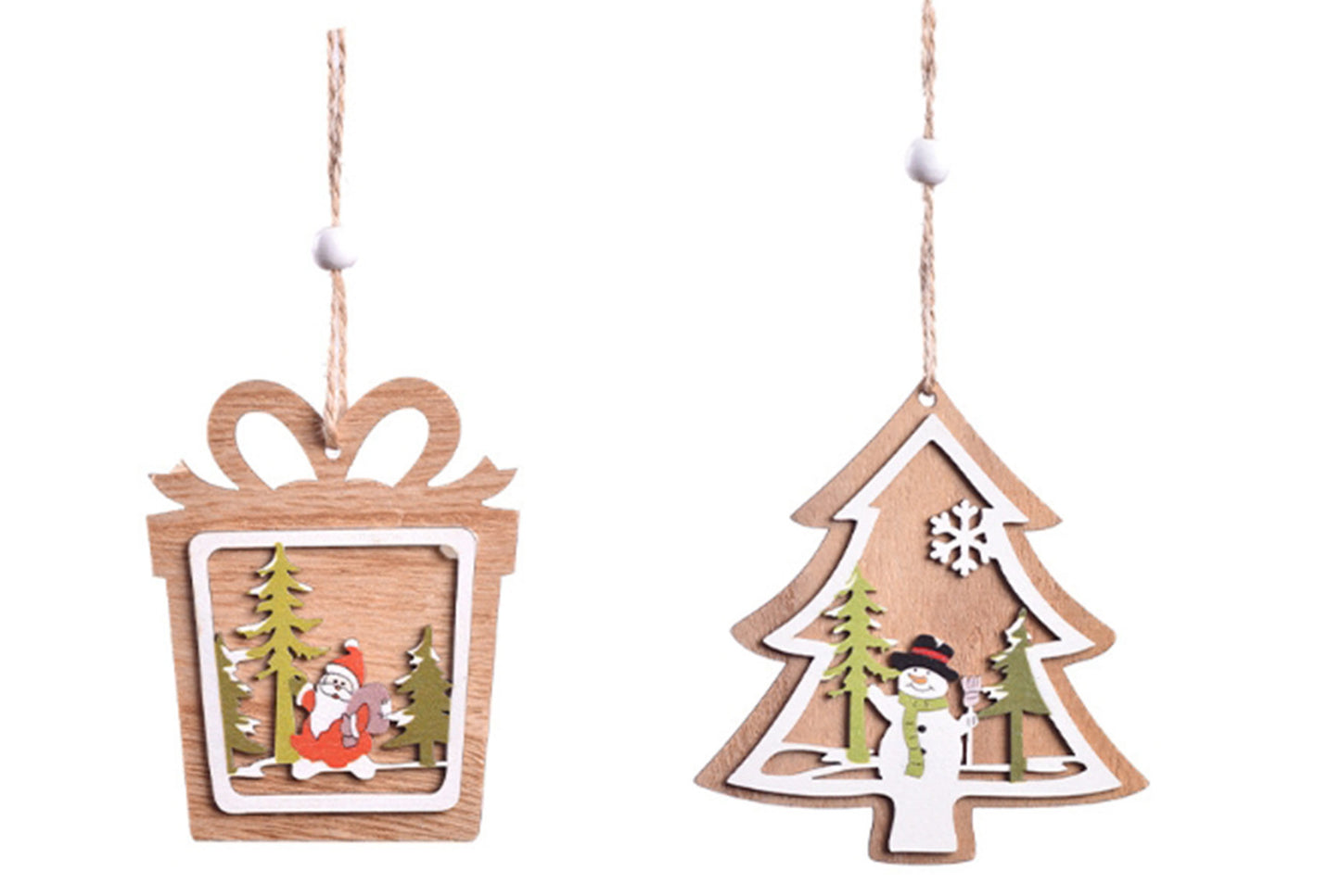 **Christmas Wooden Ornament Set - Multiple 3D Decorations**