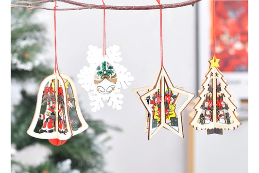 **Christmas Wooden Ornament Set - Multiple 3D Decorations**