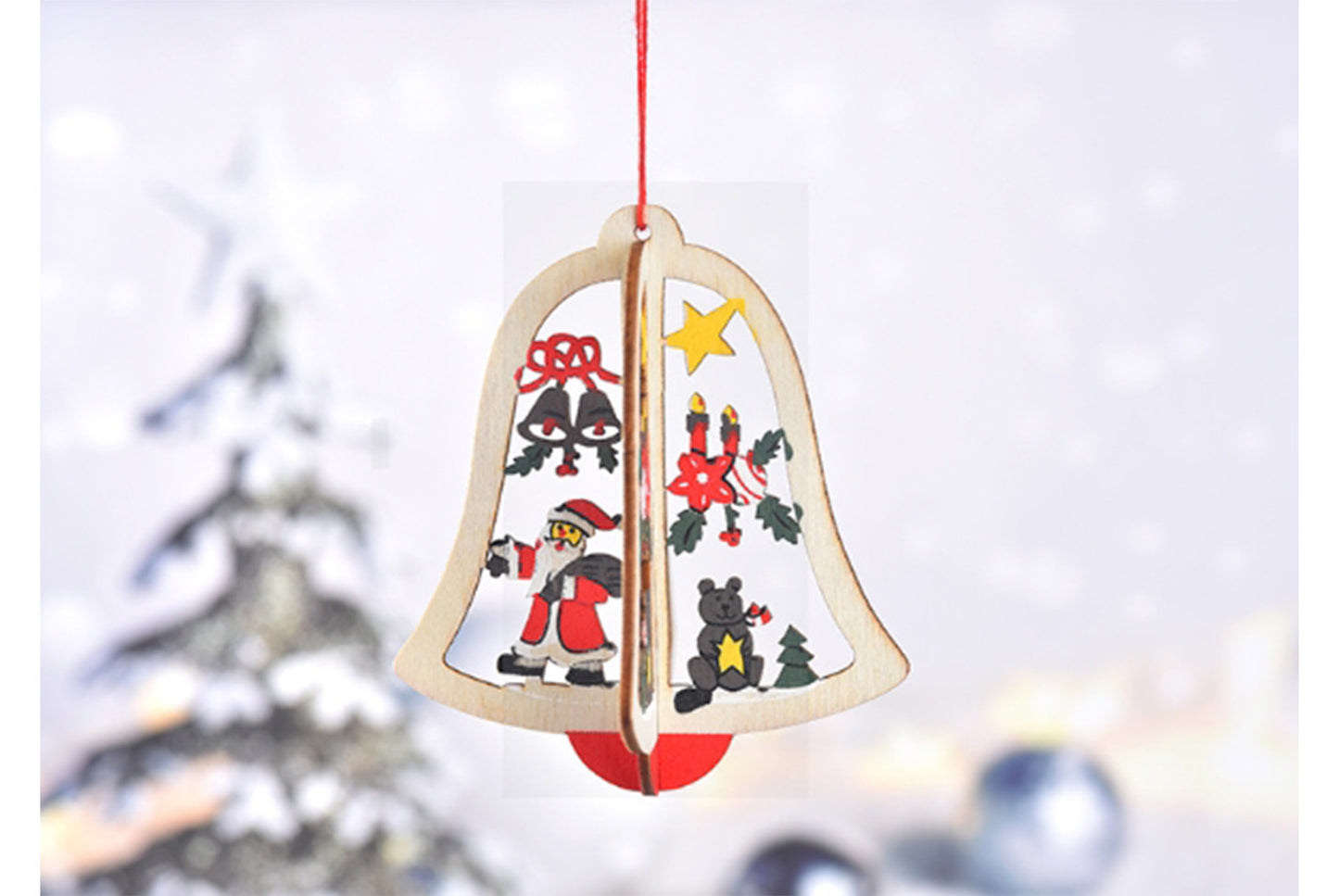 **Christmas Wooden Ornament Set - Multiple 3D Decorations**
