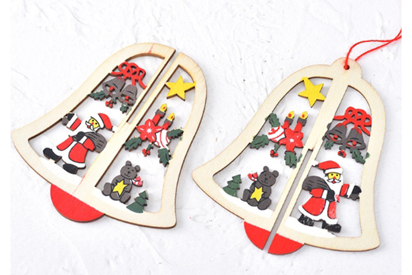 **Christmas Wooden Ornament Set - Multiple 3D Decorations**