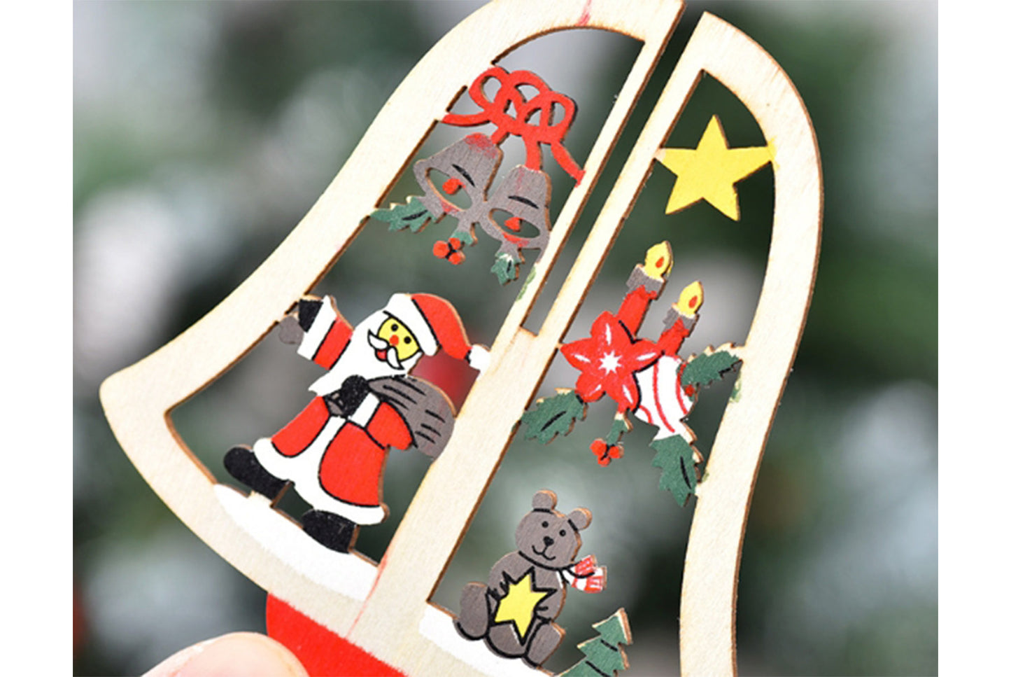 **Christmas Wooden Ornament Set - Multiple 3D Decorations**