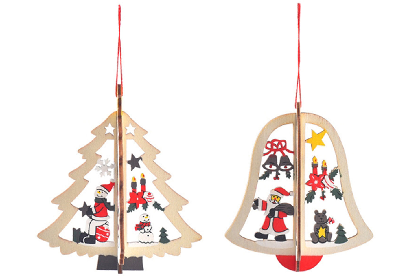 **Christmas Wooden Ornament Set - Multiple 3D Decorations**