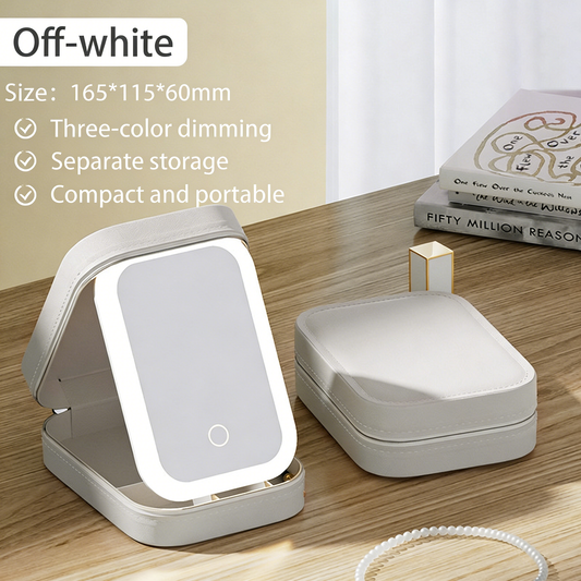 **LED Illuminated Makeup Mirror Jewelry Case**