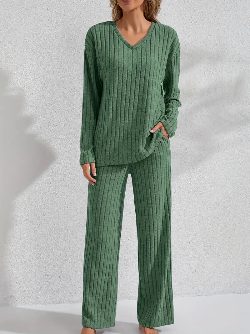 Women's Autumn/Winter Ribbed Home Wear Set