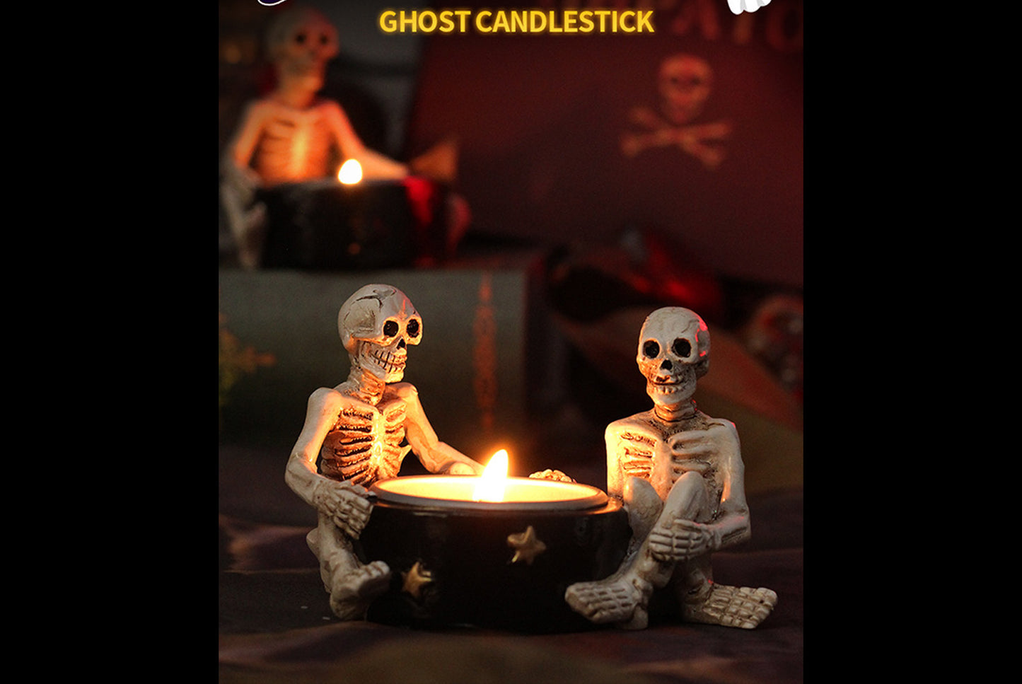 *Halloween Scary Witch Skull Candle Holder - Halloween Party Tabletop Decoration*