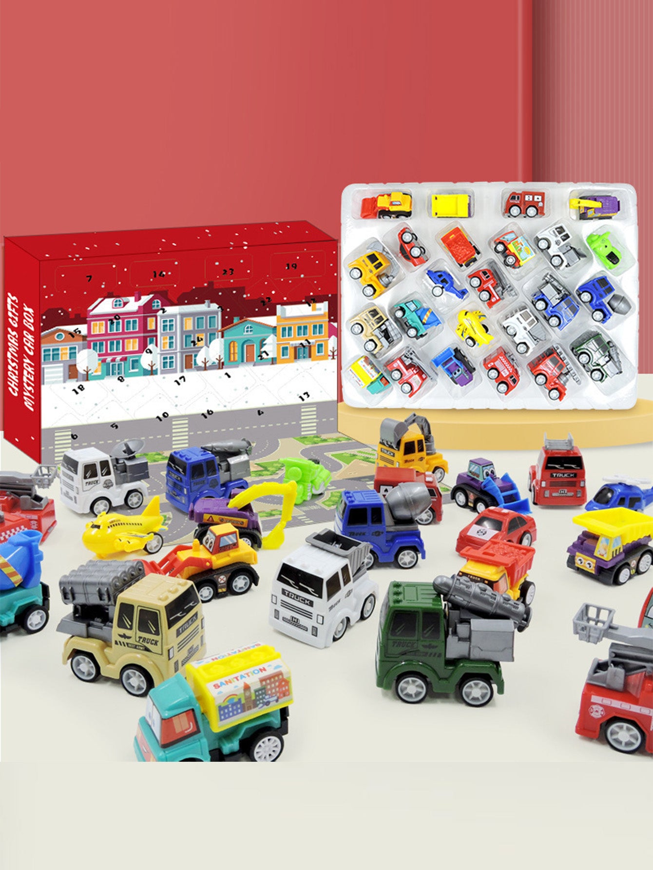 Christmas countdown boy engineering car toy