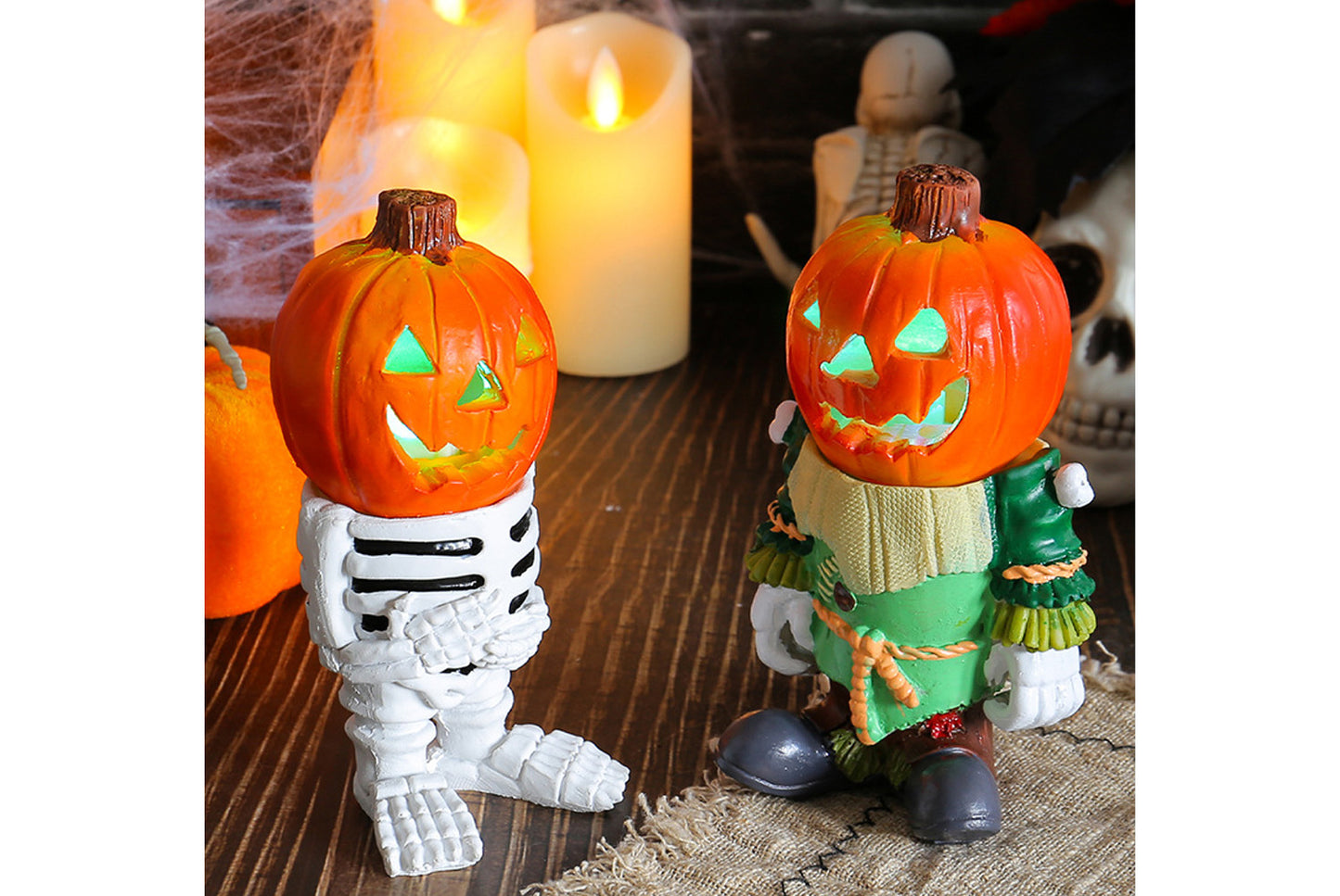 Halloween LED Pumpkin Knight Ornament | Luminous Resin Decoration
