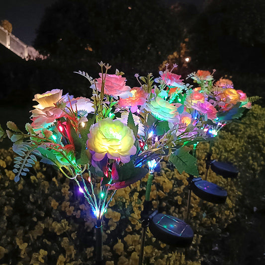 7-head solar LED outdoor simulation hibiscus lantern