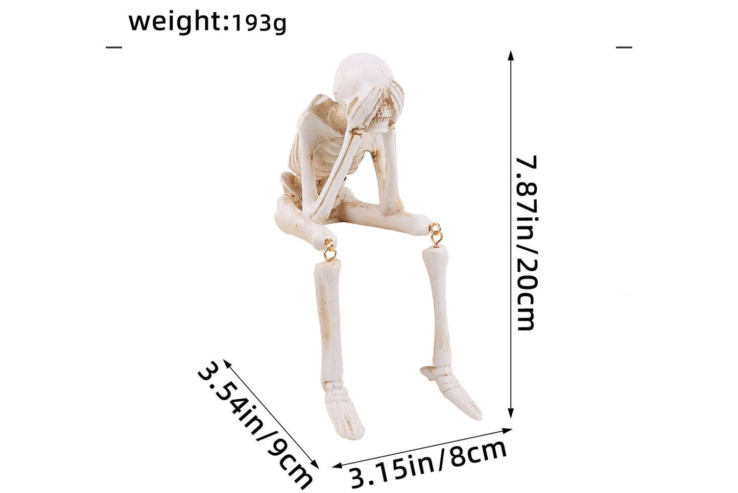 Halloween Resin Skeleton Ornaments | Three "Don't Hear, Don't See, Don't Talk" Styles