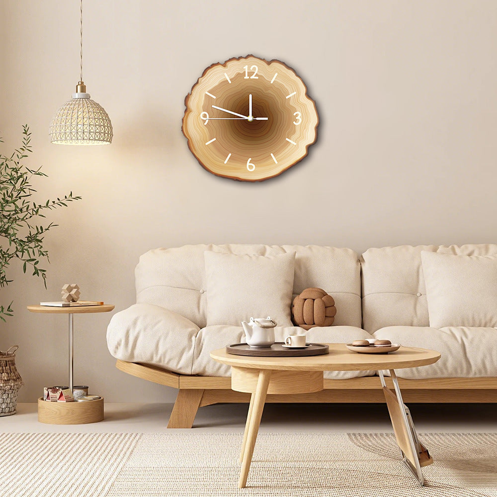 # Silent Quartz Wall Clock with Wood Grain Tree Grain Pattern