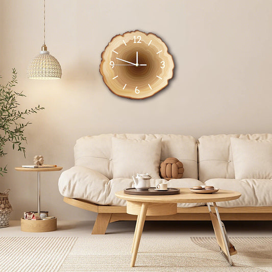 # Silent Quartz Wall Clock with Wood Grain Tree Grain Pattern