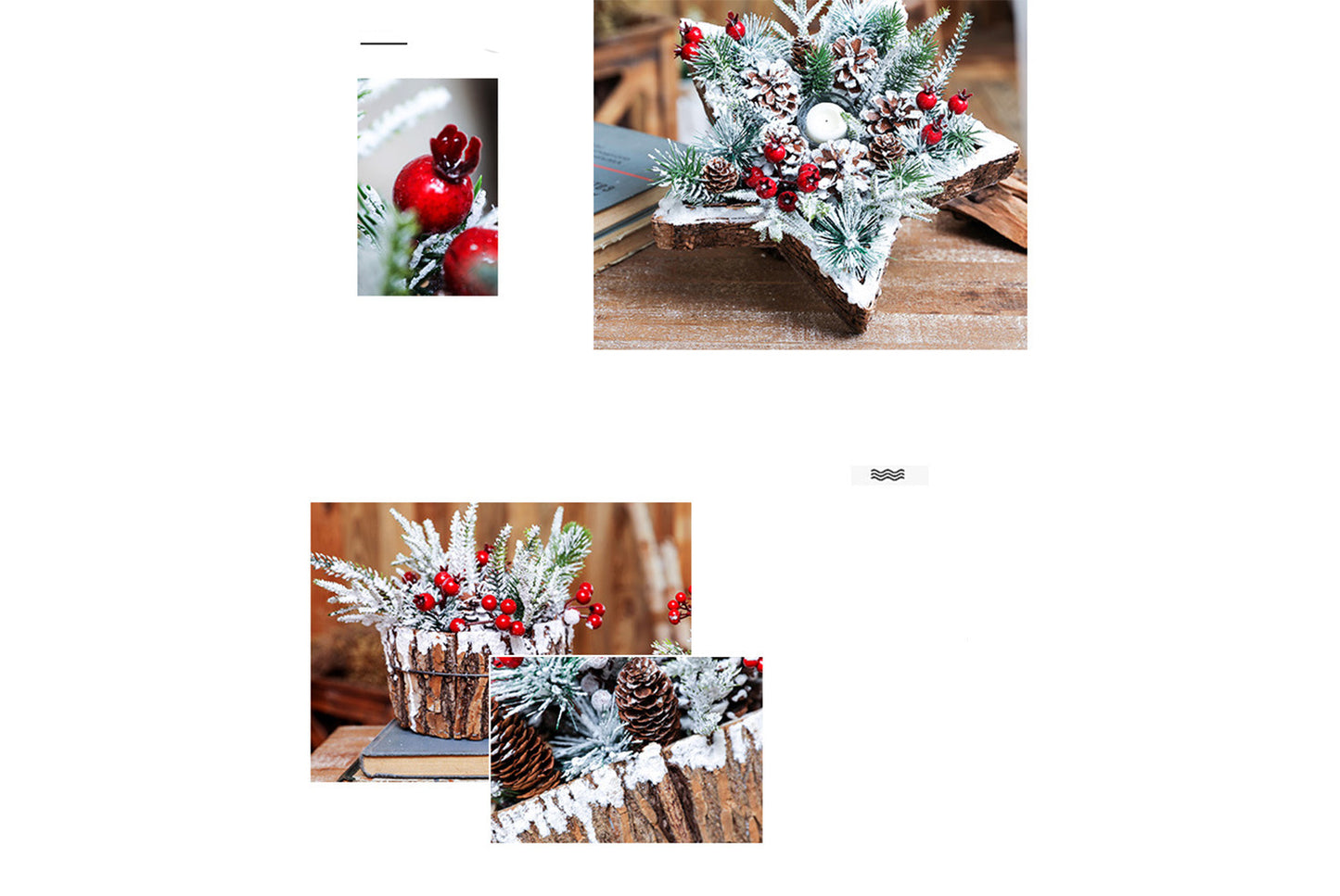 Creative Log Candle Holder with Snow