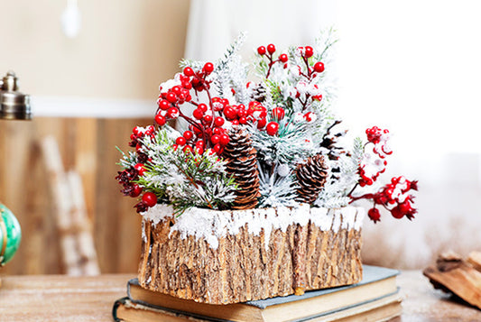Creative Log Candle Holder with Snow