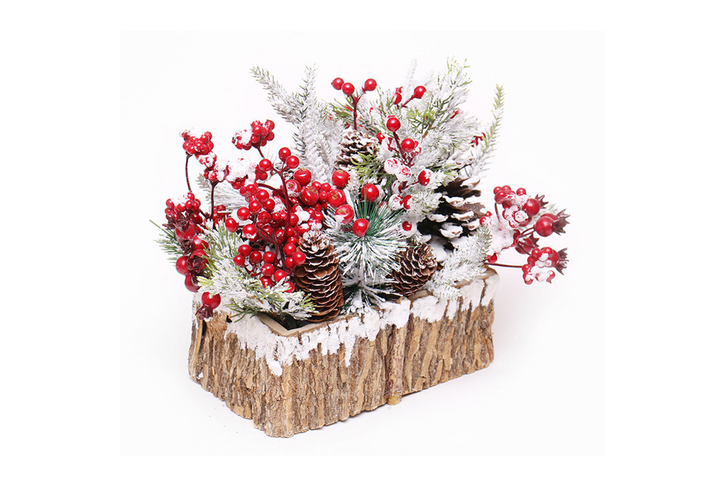 Creative Log Candle Holder with Snow