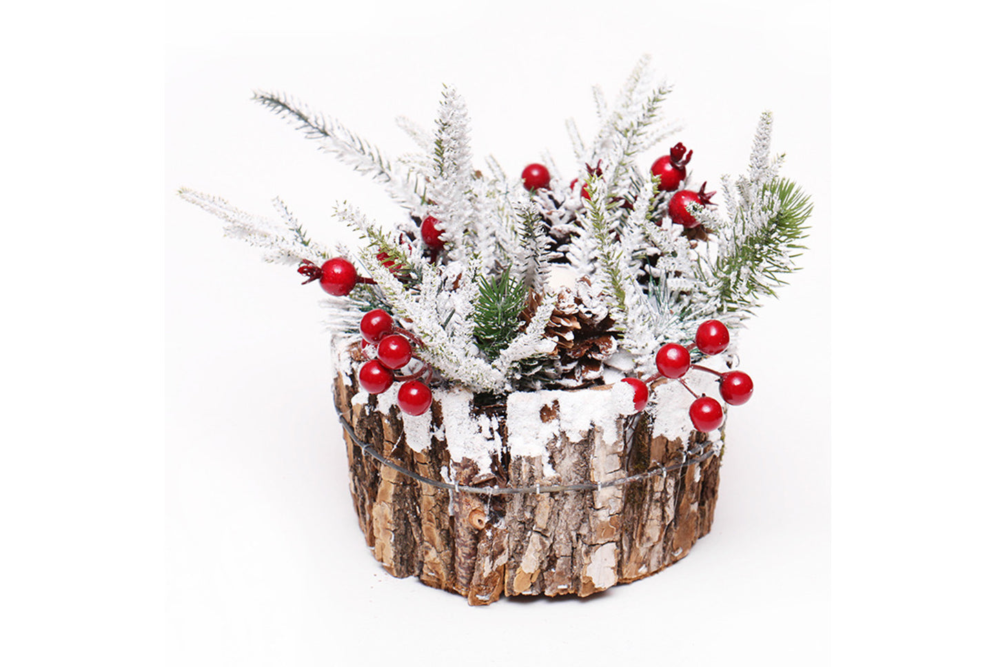 Creative Log Candle Holder with Snow