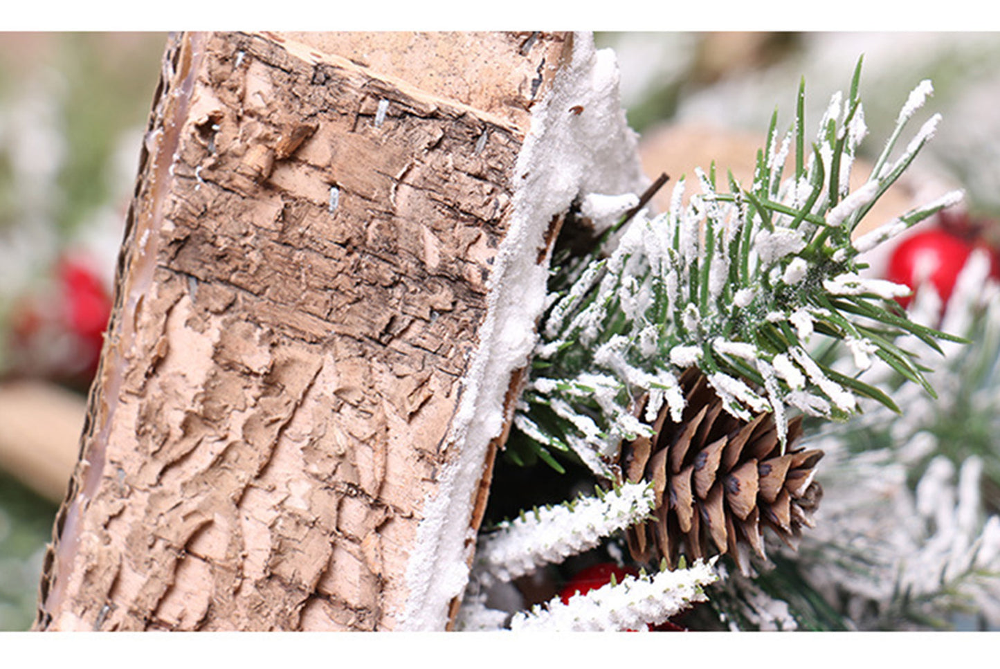 Creative Log Candle Holder with Snow