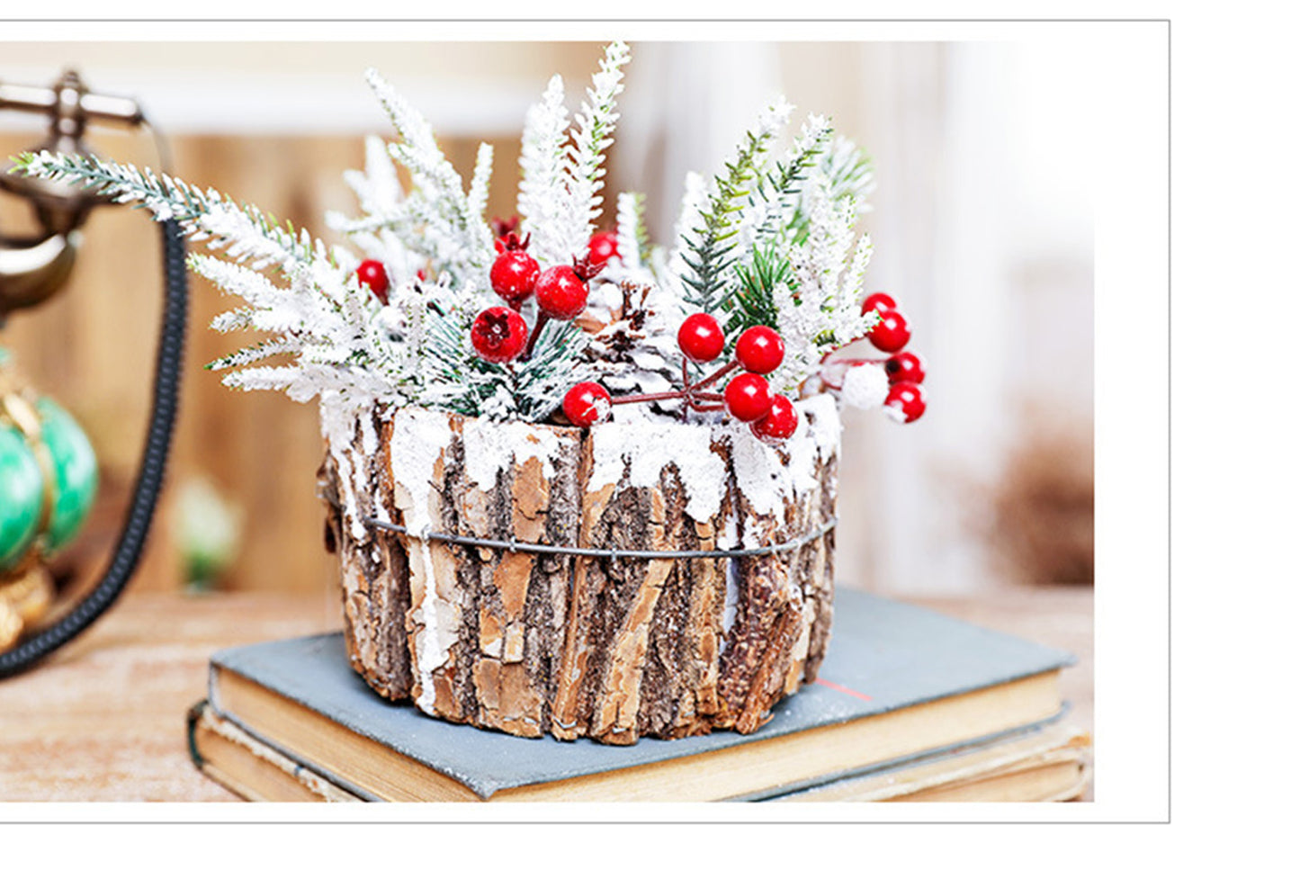 Creative Log Candle Holder with Snow